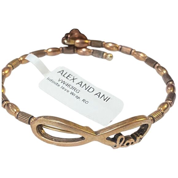 Alex and Ani Infinite Love Wrap Bangle Bracelet coppery gold finish Vintage-66 - Picture 5 of 11